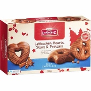 Lambertz Gingerbread Hearts, Stars & Pretzels Milk 500g / Lebkuchen