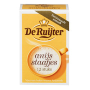 De Ruijter Aniseed Sticks 12 Powder Sachets Box 75.6g / Anijs Staafjes 