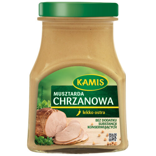 Kamis Mustard w/Horseradish 185g / Musztarda Chrzanowa Lekko Ostra