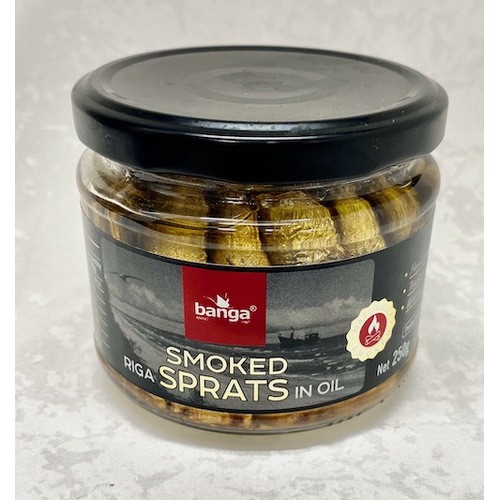 Banga Riga Smoked Sprats in Oil 250g / Glass Jar