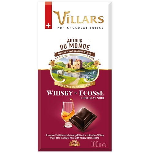 Villars Chocolate Bar Dark w/Scottish Whisky 100g