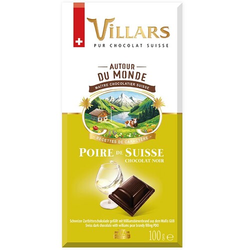 Villars Chocolate Bar Dark w/Swiss Williams Pear Brandy 100g