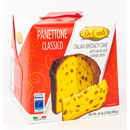 De Conti Panettone w/Raisins & Candied Orange Fruit Classic 908g