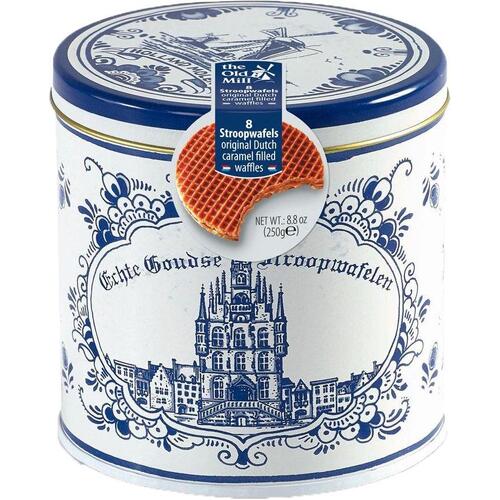 The Old Mill Syrup Wafers 8pc Delft Blue Tin 250g