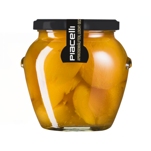 Piacelli Compote Apricot Halves Jar 570g / Aprikisenhalften Leicht Gezuckert