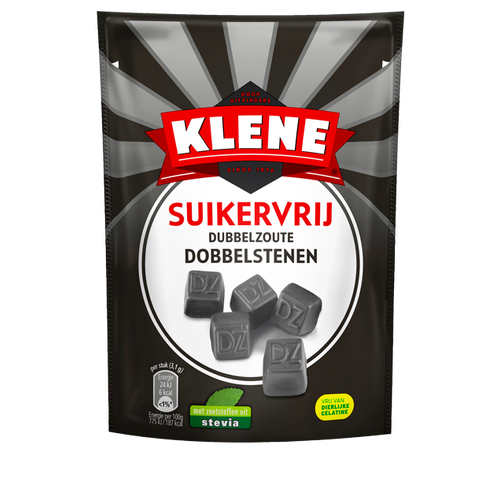 Klene Licorice Double Salt SUGAR FREE 110g / Suikervrij Dubbelzoute