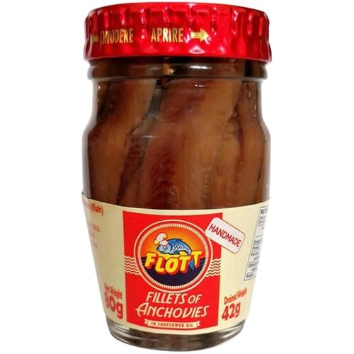 Flott Anchovy Fillets in Sunflower Oil Jar 80g