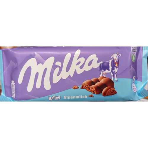 Milka Chocolate Bar Alpine Milk Bubbly 100g / Luflee Alpenmilch 