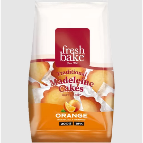 Fresh Bake Madeleine Cakes Orange Bag 200g