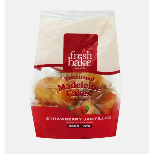 Fresh Bake Madeleine Cakes Strawberry Bag 200g