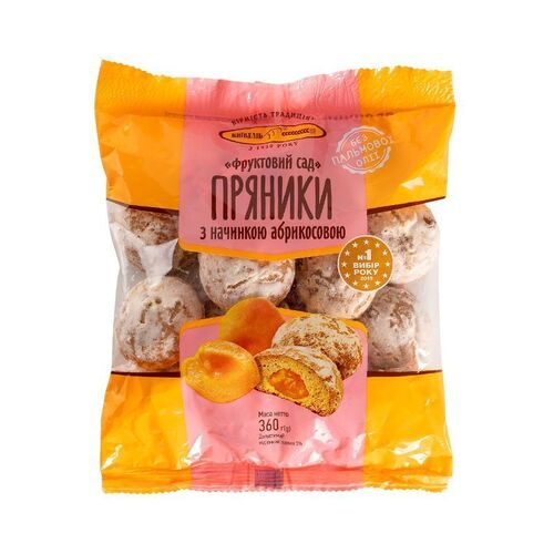 Kievbread Gingerbread Fruit Garden Apricot Bag 360g / Фруктовий Сад