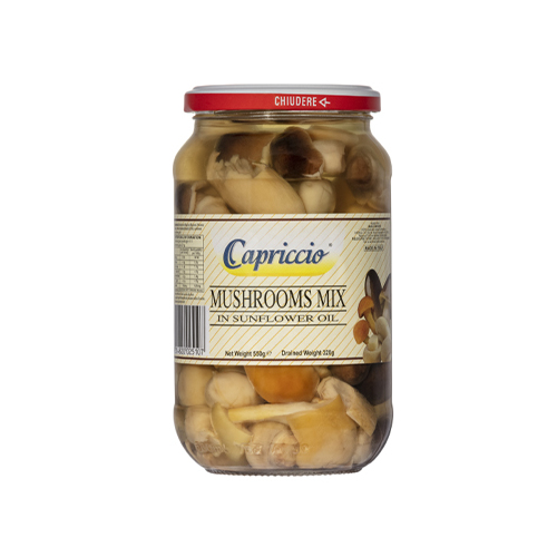 Capriccio Mushrooms Mix in Sunflower Oil Jar 550g