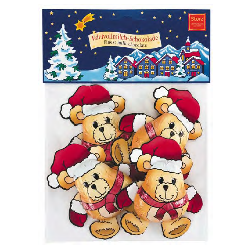 Storz Chocolates Christmas Teddy Bear 4pc Bag