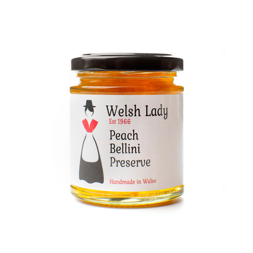 Welsh Lady Preserve Peach Bellini with Prosecco Wine Jar 227g