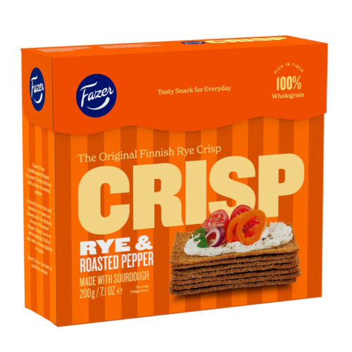 Fazer Crisp Bread Rye and Roasted Pepper 200g