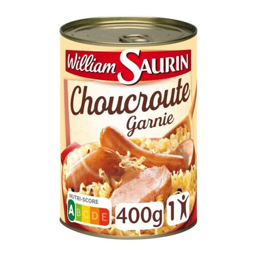 William Saurin Sausages w/Sauerkraut & Salami Tin 400g / Choucroute Garnie