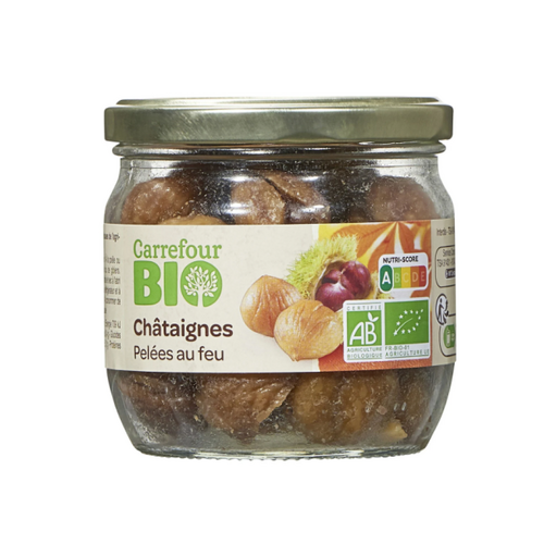 Carrefour Chestnuts Peeled on Fire BIO Organic Jar 210g / Chataignes Pelees au Feu