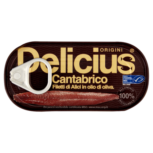 Delicius Anchovy Fillets in Olive Oil Tin 28g / Cantabrico